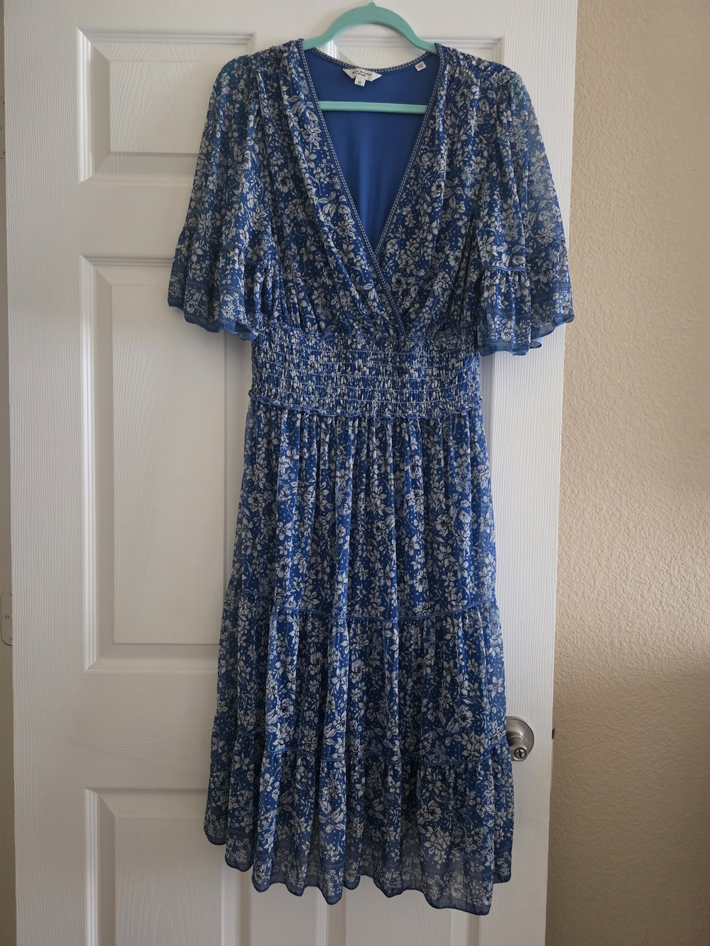 Max Studio Blue Floral Wrap Midi Dress